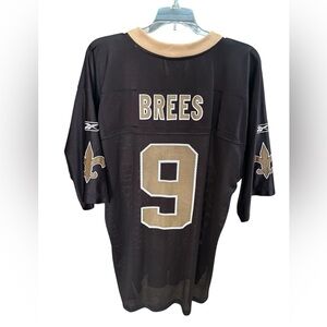 Reebok Gold and Black Mesh Sports Jersey Drew Brees #9 New Orleans Saints Size L